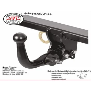 Tažné zařízení Tažné zařízení Nissan Primastar Dodávka/Bus 07/2010->12/2015 SV 3.104-100, SVC GROUP