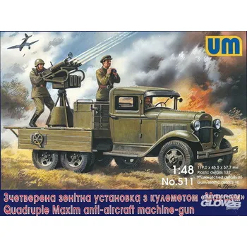 Plastikový model Unimodel 1/48 Quadruple Maxim anti-aircraft machine gun