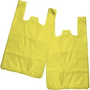 Sáček na potraviny Taška mikrotenová, nosnost 10 kg, 30+16x52 cm, žlutá, 50 ks
