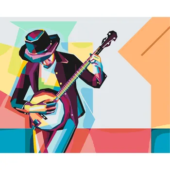 Malování podle čísel - Muž hrající na banjo Velikost: 40x60cm, Rámování: Pouze srolované plátno