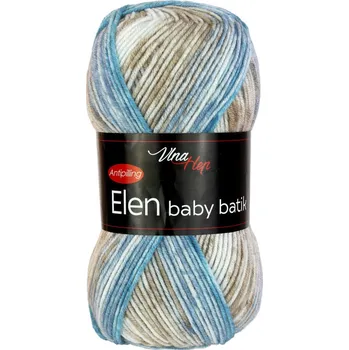 Vlna - Hep příze Elen baby batik 5111 smetanová, hnědá, modrá
