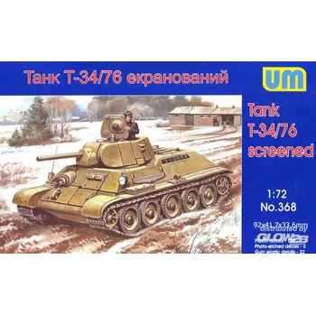 Plastikový model Unimodel 1/72 T34/76 Screened tank