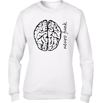 Dámská mikina DNBMARKET.CZ Dámská mikina bez kapuce Neuro Brain černá / bílá Velikost: M, Barva: Bílá