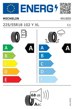 energetický štítek letní pneumatiky Michelin Primacy 4 225/55 R18 102 Y XL AO2