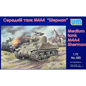 Plastikový model Unimodel 1/72 M4A4 Sherman Medium Tank