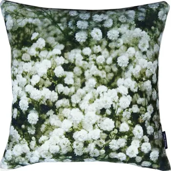 Dekorativní polštářek Sametový polštář s květy šateru / květinového závojíčku gypsofila - 45*45*10cm