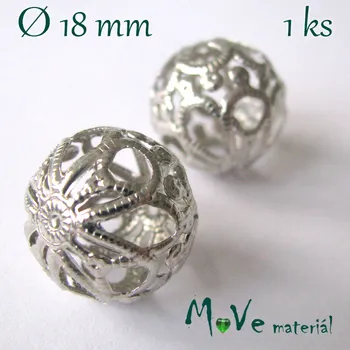 Dětské navlékací korálky Filigránový korálek, platinový, 1ks