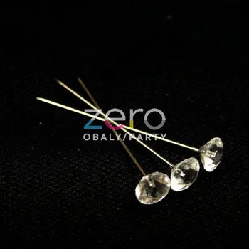 Špendlíky 55 mm s hlavičkou ozdobnou krystal (50 ks) - transparent