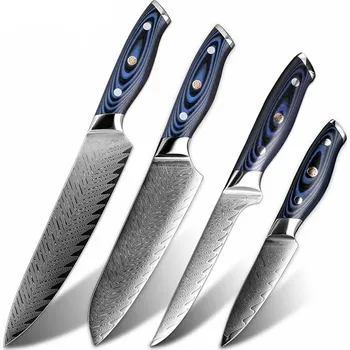 Kuchyňský nůž ETOS cz Profesionální sada 4 ks kuchyňských nožů z Japonské Damaškové oceli