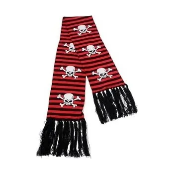 Šála Šála červeno-černá s lebkami