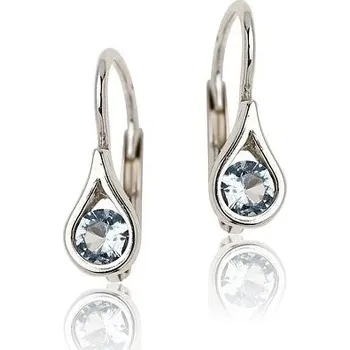 Náušnice Stříbrné náušnice s modrým zirkonem kapky