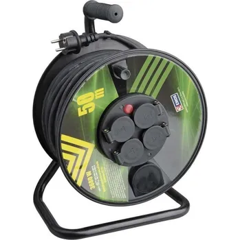 elektrický kabel Kabel prodlužovací EMOS 25 m 230 V cívka 4 zásuvky guma IP44