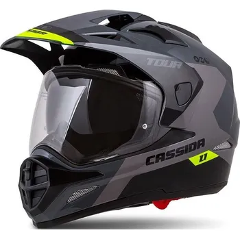 Helma na motorku Cassida Tour 1.1 Spectre šedá/světle šedá/žlutá fluo/černá