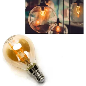 Žárovka LED21 LED žárovka E14 G45 4W 4xCOB Filament 400lm AMBER, ULTRA TEPLÁ BÍLÁ