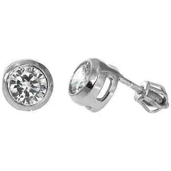 Náušnice Stříbrné šroubkové náušnice s bílým zirkonem