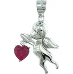 Stříbrný přívěsek andělíček s červeným zirkonem