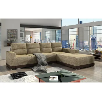 Sedací souprava Rozkládací rohová sedačka KARLOS cappucino / hnědá