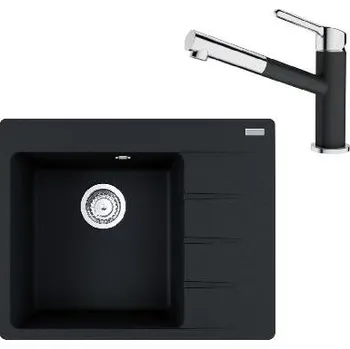 Franke Sety - Set G215, fragranitový dřez CNG 611-62 TL/2 a baterie FC 3055.071, onyx/chrom 114.0650.772