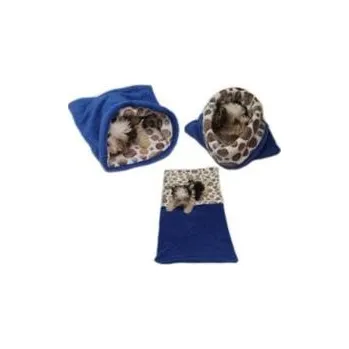 Pelíšek pro psa Marysa pelíšek 3v1 pro štěňátka/koťátka - modrý/hnědá kolečka
