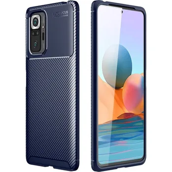 Kryt Xiaomi Redmi Note 10 Pro case Armored Shockproof Carbon Fiber modrý