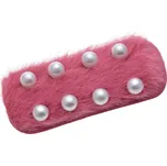 Růžová chlupatá spona do vlasů s perličkami