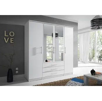 Šatní skříň Skříň Šeba 4D čtyřdvéřová, kombinovaná se zrcadlem - Skříň čtyřdvéřová kombinovaná