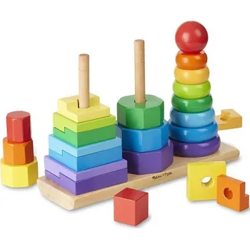 Dřevěná hračka Skládačka - Nasazování na tyč, Pyramida 3v1 (M&amp;D) + doprava zdarma