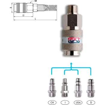 Příslušenství ke kompresoru GAV UNI RYCHLOSPOJKA STL.VZDUCH S OCHRANNOU PRUŽINOU 10x12mm