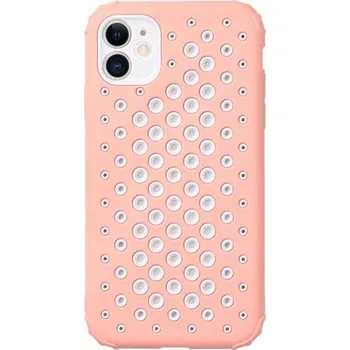 Pouzdro na mobilní telefon Ochranný kryt s perforací na odvádění tepla pro iPhone 12 mini - růžový