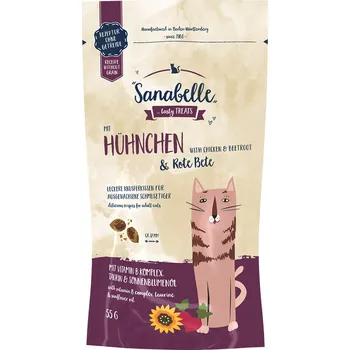 Pamlsek pro kočku Sanabelle křupavé polštářky kuře a červená řepa 55 g