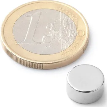 Dekorativní magnet SOLLAU Neodymový magnet válec D 10x5 mm, Neodym, N38, poniklovaný
