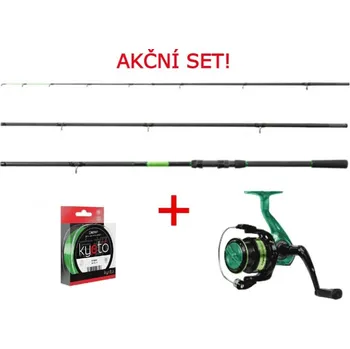 Rybářský prut Delphin Akční feederový set Wasabi 330cm + naviják + vlasec!