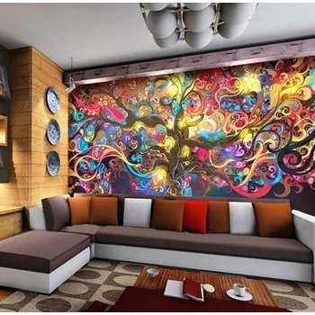 Tapeta Solution Media 3D tapeta - Barevný strom MU359 2 - Voděodolná hedvábná tkanina - Textilní tapeta lesklá - 200g/m2