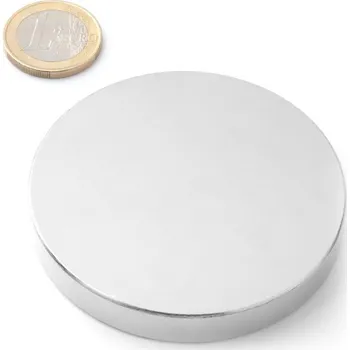 Dekorativní magnet SOLLAU Neodymový magnet válec D&nbsp;70x10 mm, Neodym, N38, poniklovaný