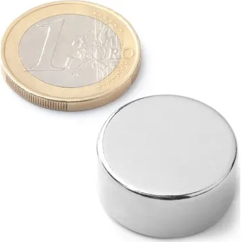 Dekorativní magnet SOLLAU Neodymový magnet válec D&nbsp;22x10 mm, Neodym, N38, poniklovaný