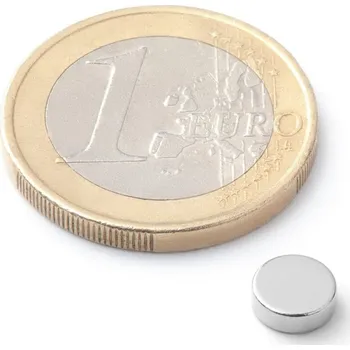 Dekorativní magnet SOLLAU Neodymový magnet válec D 6x2 mm, Neodym, N42, poniklovaný