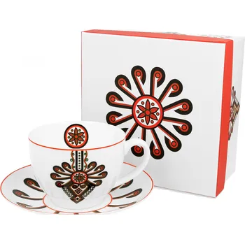 DUO Gifts DG - Porcelánový šálek s podšálkem, dekor PARZENICA v dárkové krabičce - 270 ml