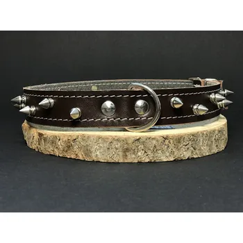 Obojek pro psa Palkar obojek z kůže hlazenice pro psy zdobený hroty 60 cm x 24 mm hnědý (Palkar obojek z kůže hlazenice pro psy zdobený hroty 60 cm x 24 mm hnědý)