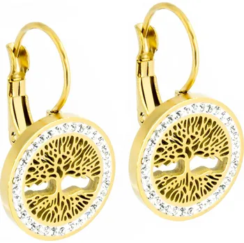 Náušnice BRUNOshop.cz Visací náušnice STROM ŽIVOTA GOLD s kamínky