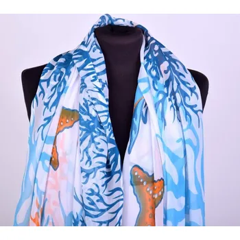 Šátek Šátek v bílé barvě s mořským potiskem SA03