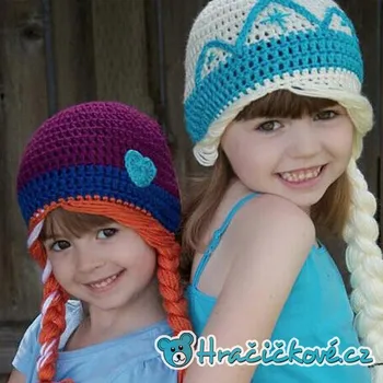 Čepice Háčkovaná čepice s copy princezny Elza a Anna z Ledového království (Frozen), Velikost M, Možnost Anna