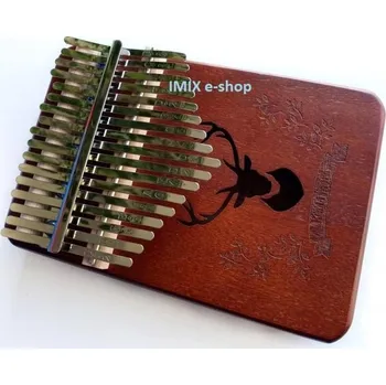 Perkuse Kalimba hudební nástroj 17 tónů včetně příslušenství - mahagon