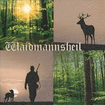 Papírový ubrousek Dezertní třívrstvé ubrousky Waidmannsheil pro myslivce, 20 ks - 33*33 cm