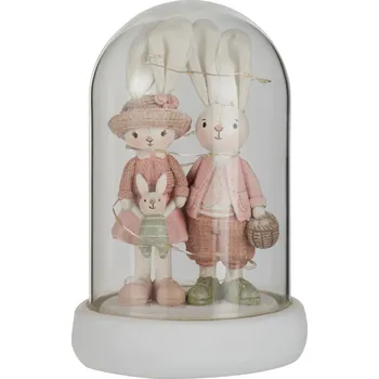 Dekorace králičí dívka a chlapec v poklopu - 12*12*18 cm