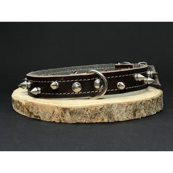 Obojek pro psa Palkar obojek z kůže hlazenice pro psy zdobený hroty 50 cm x 22 mm hnědý (Palkar obojek z kůže hlazenice pro psy zdobený hroty 50 cm x 22 mm hnědý)
