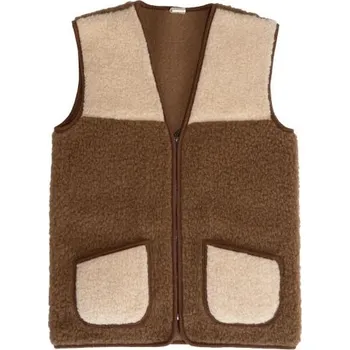 Dámská vesta Vesta Merino hnědo béžová zip S