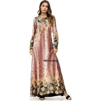 Dámské šaty Orientální dlouhé šaty Abaya DUBAJ růžové - L