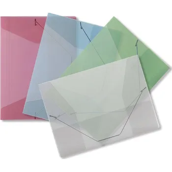 Desky A4, 3 klopy + gumičky, transparent, zelené