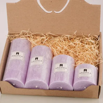 Svíčka Přírodní vonná svíčka palmová - AROMKA - Sada 4 válců v dárkovém balení - Lesní Ovoce