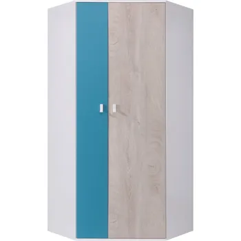 Dětská skříň Nábytek PEGAS s.r.o. Šatní skříň PLANET- PL2 L/P, bílý lux+dub+modrá